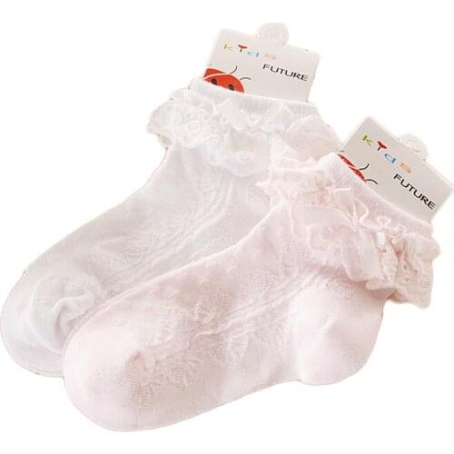 White Fashion Children Kids Baby Girl Socks Cotton Lace Bow Tie Breathable Non-slip Baby Girls Soft Socks CS.76
