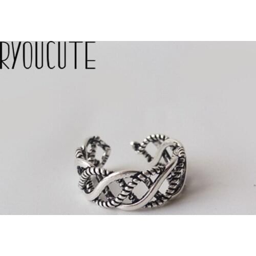 Bohemian Vintage Silver Color Weaving Line Rings For Women Gifts Girls Open Retro Antique Rings Wedding Jewelry