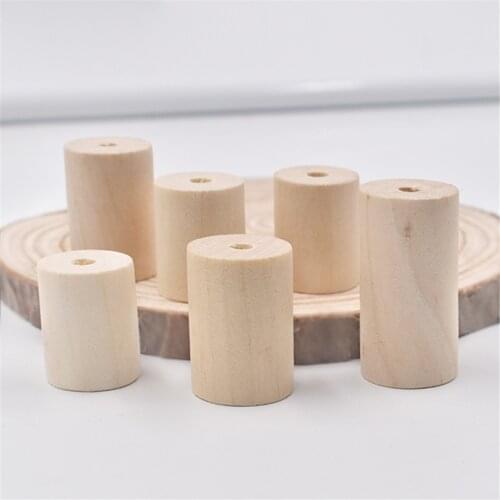 DIY Natural Wood Beads Barrel Spacer Unfinished Kids Wooden Charms Crafts for Necklace Jewelry Making Toys 20 25 30mm