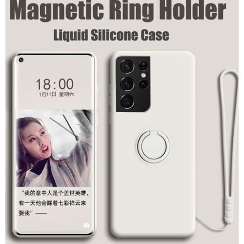Liquid Silicone Stand Ring Holder Phone Case For Samsung Galaxy A72 A52 A32 A70 A51 A50 A10 A20 A30 A30S S21 FE Ultra Plus Cover