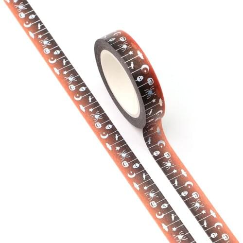 NEW 10pcs/Lot Decorative Silver Foil Pumpkin Skull Spider Halloween Washi Tapes for Bullet Journal Masking Tape Cute Stationery