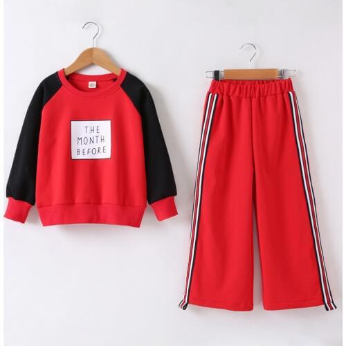 Kids Sets For Girls Suit Clothes Autumn/spring Children Fashion Sports Wide Leg Pants Sweater Two-piece Sets High Quality