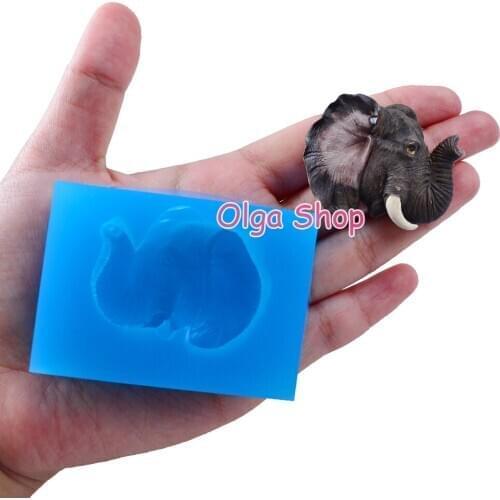 DYL441 44.6mm x 32.8mm Elephants Head Silicone Mold Fondant Cake Decoration Candy Resin Clay Earrings Necklace Craft Soap