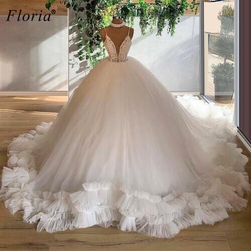 Elegant White Wedding Dresses 2020 A-Line Spaghetti Boho Wedding Gowns Sexy Lace Robe De Mariage Beach Wedding Party Dresses