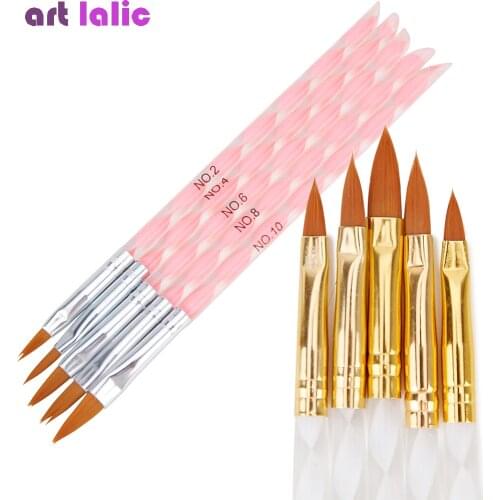 5Pcs Nail Art Brushes Spiral Rod Acrylic Crystal Painting Pen Gel Nail Polish Drawing Tools Manicure Makeup Brush for Gradient