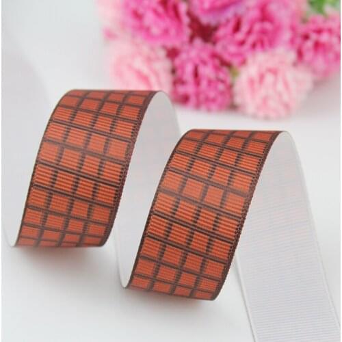 Plaid printed grosgrain ribbon 9-75mm DIY handmade materials christmas wedding gift wrap tape ribbons