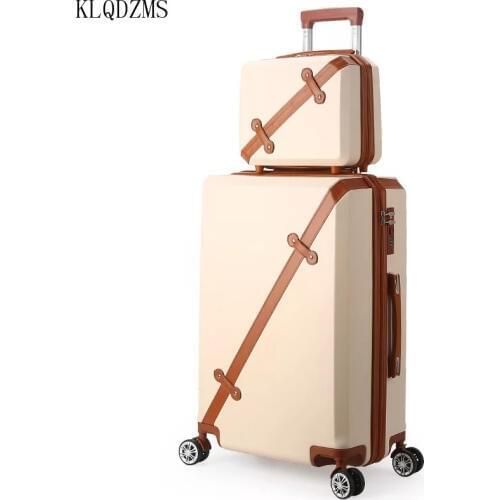 KLQDZMS 20/22/24/26inch travel suitcase fashion ABS rolling luggage spinner trolley bags luggage sets on wheels