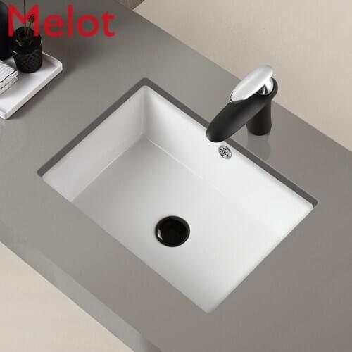 Square Bottom Basin Wash Basin Ceramic Washbasin Right Angle Flat Embedded Basin Bathroom Basin 3316