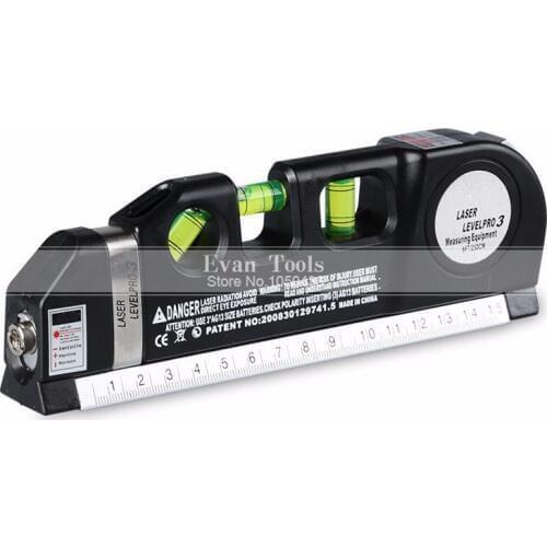 Laser Level Horizon Vertical Measure 8FT Aligner Standard and Metric Rulers Multipurpose Measure Level Laser Black