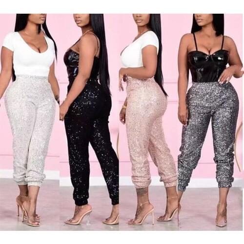 Spring And Summer Womens Sexy New Comfortable Tight Casual Leg Pants, Fashionable Coating Sequin Solid Color Popular Leggings