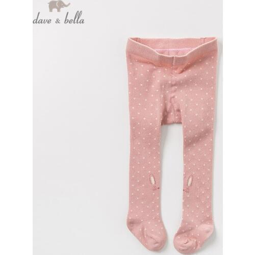 DB12033 dave bella autumn infant baby girls lolita pink rabbit dots leggings children fashion leggings