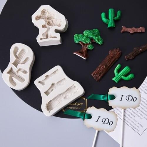 Forest Series Tree, Cactus Silicone Mold Fondant Cake Decoration Mould Sugarcraft Chocolate Baking Tools For Cake Gumpaste Form
