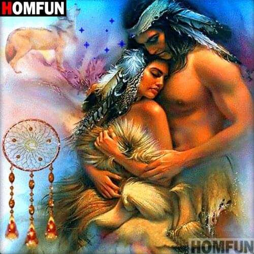 HOMFUN Full Square/Round Drill 5D DIY Diamond Painting "Couple wind chimes" 3D Embroidery Cross Stitch 5D Decor Gift A13133