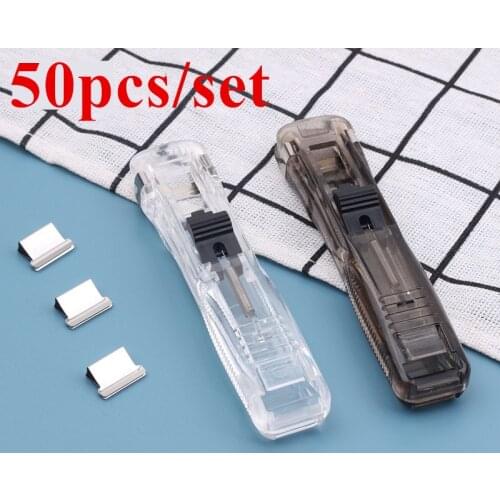 50pcs Metal Clip Push Clipper Latest Stapler Paper Fixing Organizing Stapler Reusable Portable Push Clamp Not Damage Paper
