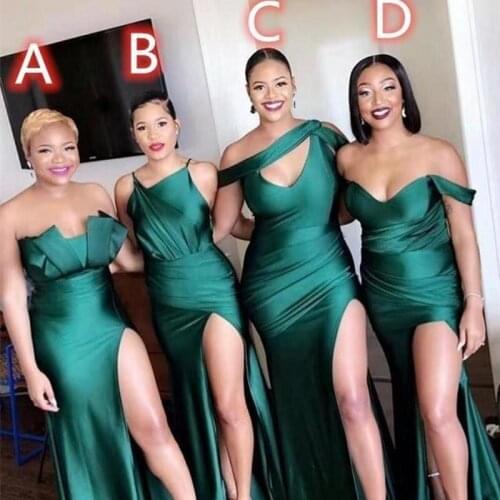 2020 New Design Bridesmaid Dresses For Weddings Satin Side Split Formal Evening Dress Vestido De Festa Cheap