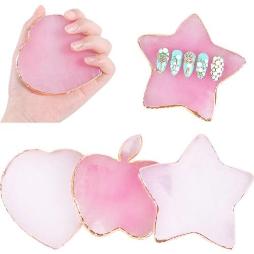 1PC Round Resin Agate Stone Nail Color Palette Gel Polish Pallet Mixing Drawing Paint Plate Pad Manicure Nail Art Display Shelf