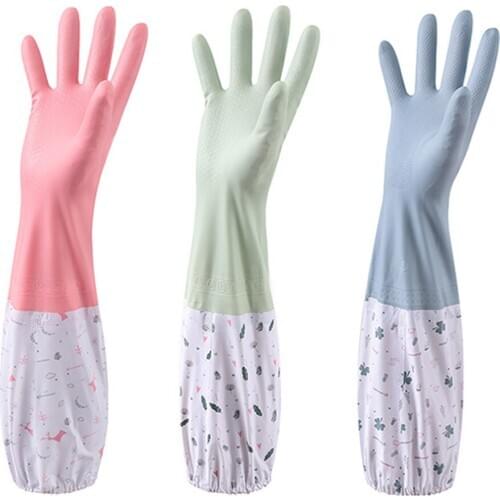 48cm Lengthened Thick Warm Gloves Laundry Washing Dishes Housework Cleaning Gloves Long Sleeve Waterproof