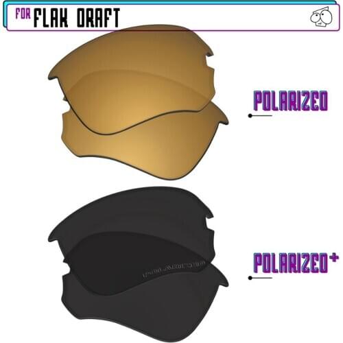 EZReplace Polarized Replacement Lenses for - Oakley Flak Draft Sunglasses - BlackPPlus-GunmetalP