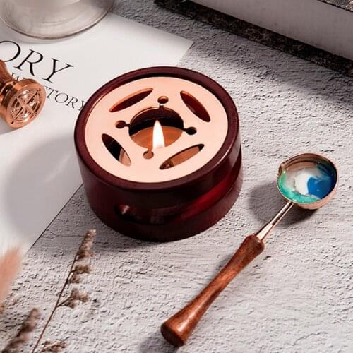 Retro Wax Seal Melting Furnace Solid Wood Oven Furnace Wax Pot Beads Sticks Heater Wax Warmer Decorative Craft for Candle Stamp
