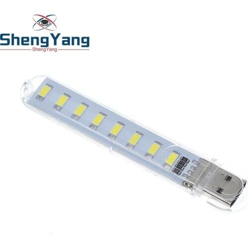ShengYang Mini Protable USB Night light 8leds 5730 SMD Book lights 5V For PC Laptops Computer Mobile Power Camping lamp