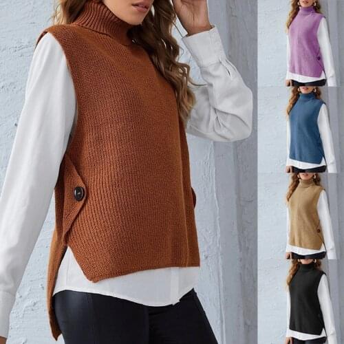 Sleeveless Sweater Vest for Women Sexy Turtleneck Women Autumn Winter Fall Clothes Black Pink Green Purple Outwear Streetwear
