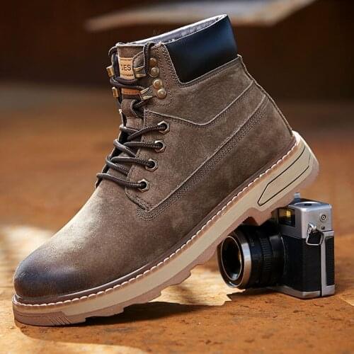 Warm Mens Winter Boots Natural Leather Ankle Boots Genuine Leather Suede Working Tooling Outdoor Luxury Boots Quality Shoes Men