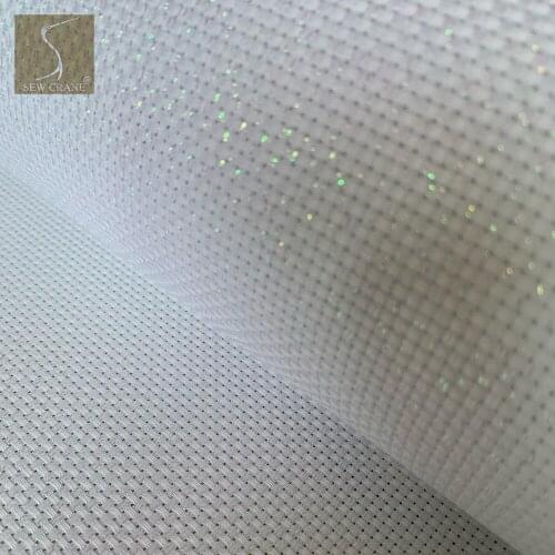 11 Count Cross Stitch Fabric White Iridescent Aida Cloth Light Reflecting Embroidery Cloth, 59"W x 39"L