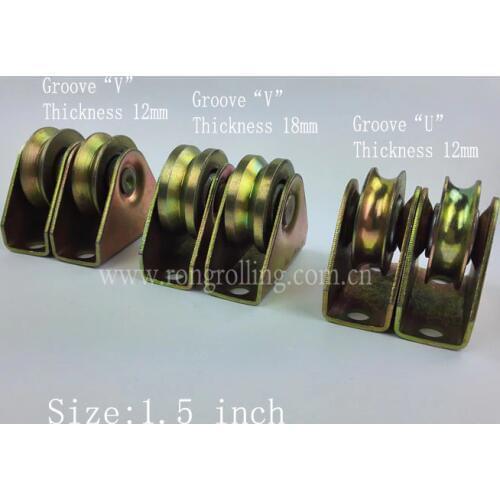 1.5 inch sliding gate wheel groove "V" "U" with bearing and outer support
