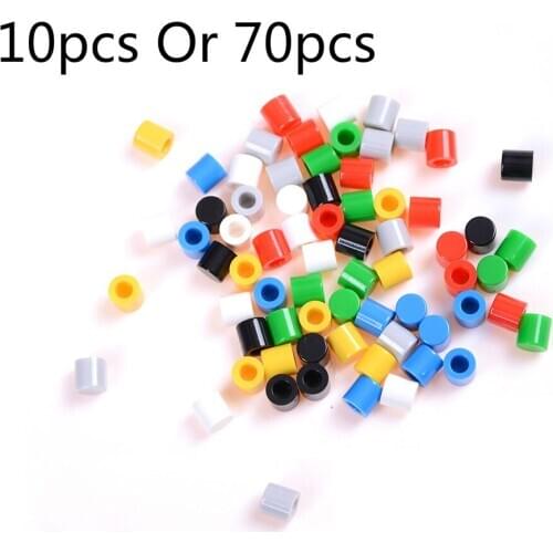 10pcs Or 70pcs Tactile Button Caps Plastic Cap Hat For 6*6 Tactile Push Button Switch Lid Cover Random Color 7colors