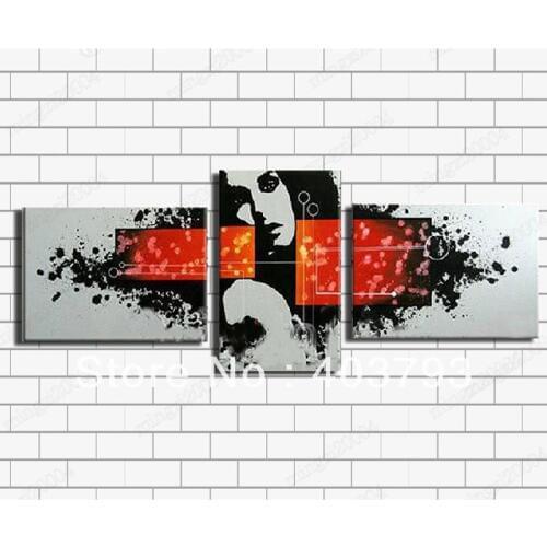 100% Hand painted Wall art home Decor Oil Painting on canvas 3pcs impression person Free shipping