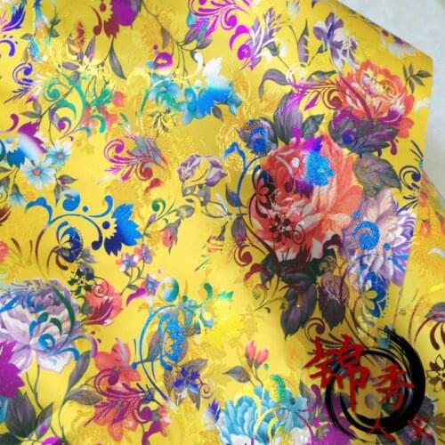 70*50cm multi coloured floral Chinese Brocade fabric