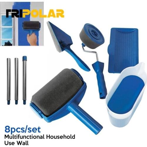 8Pcs Multifunctional Household Use Wall Decorative Paint Roller Brush Handle Tool DIY Easy to Operate Painting Brush Tools