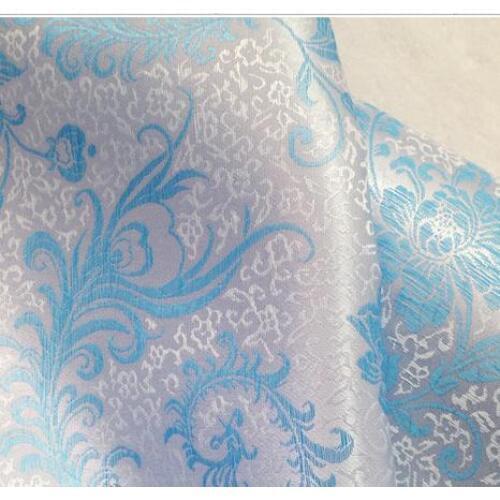 90cm*100cm COS costume brocade cloth clothing dress fabric brocade blue and white peony Fissidens luxury female dress fabric