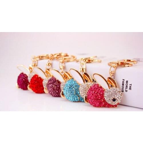 Crystal Rabbit Keychain Glittering Full Rhinestone Alloy Key Chain For Women Bunny Car Bag Fashion Key Ring Accessories