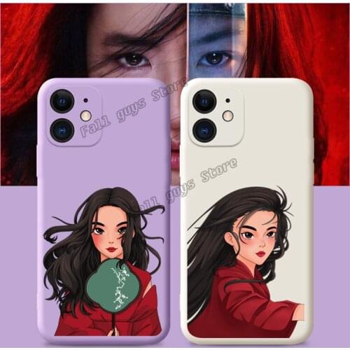 Disney Liquid Silica Gel Phone Cover for IPhone X Xs Xsmax 11pro 7plus 8plus 7 8 3D Digital Anime Cartoon Print Mulan Princess