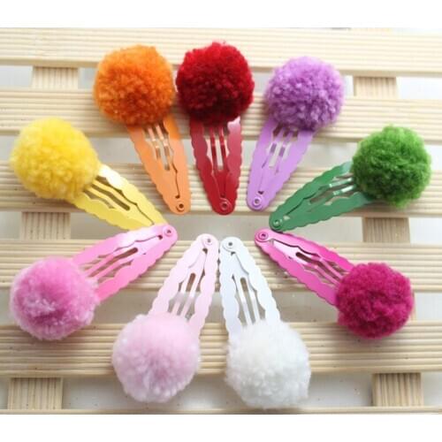 F24 new childrens jewelry Christmas sparkling hairpin hairy ball Wafer 2pcs/set