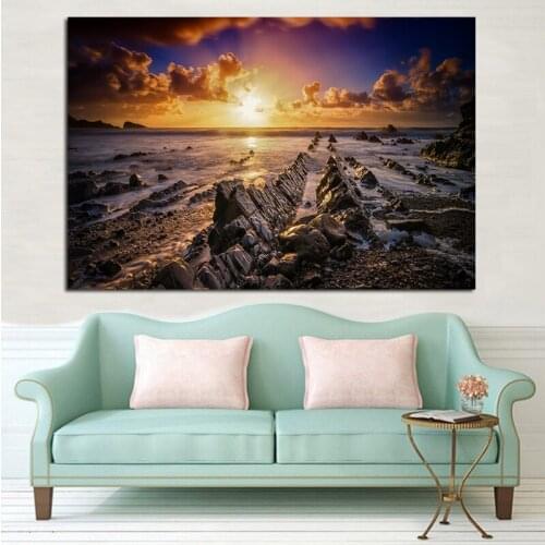 Sea Beach Bridge Landscape Pictures Canvas Painting HD Pictures Home Decor Wall Art For Living Room Sunset Posters And Prints