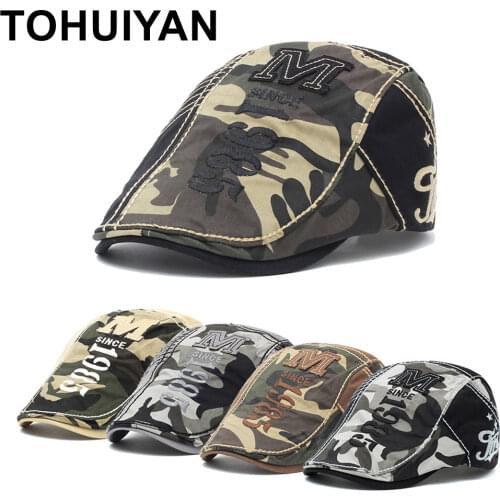 Classic Military Camouflage Hats Men Casual Boina Flat Cap Camo Cotton Newsboy Cap Hat Fashion Autumn Gorras Ivy Caps for Women