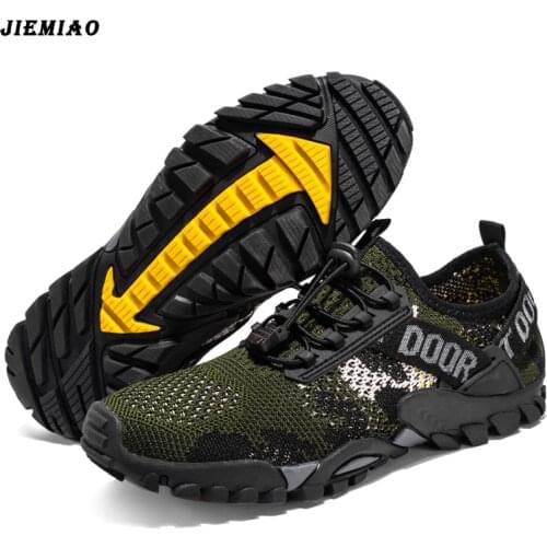 JIEMIAO Summer Men Hiking Shoes Mesh Breathable Mountain Trekking Shoes Outdoor Anti-skid Men Sneakers Quick-dry Water Shoes