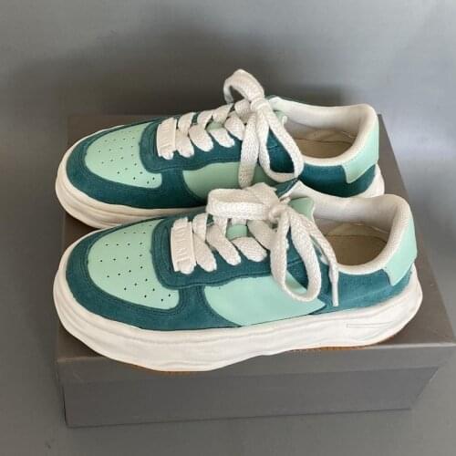 QWEEK Women Sneakers Platform Flat Buffalo Casual Sports Shoes Vintage Korean Vulcanize Trainers Running Spring Autumn Rubber