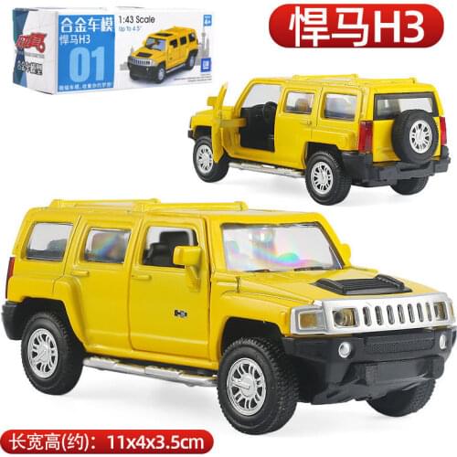 1:43 Scale Diecast Metal Alloy Car Model For Hummer H3 Collection Pull Back Toys