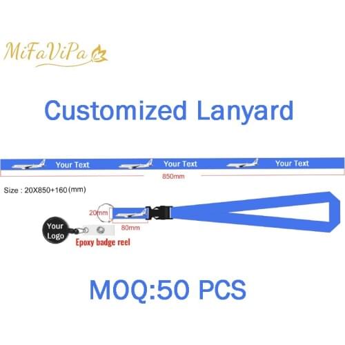 Mifavipa 50 PCS Fashion Trinket Customized Lanyard llaveros Safety Label Customize Lanyard for Aviation Gifts Key Holder