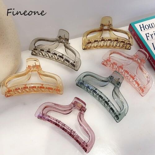 Fashion Korean Transparent Jelly Color Hair Claw Clips For Women Girls Plastic Crab For Hair Ponytail Holder Headwear hair clip
