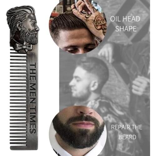 Men Beard Comb Gentelman Barber Styling Metal Comb Stainless Steel Mustache Care Shaping Tools Pocket Size Silver Hair Comb