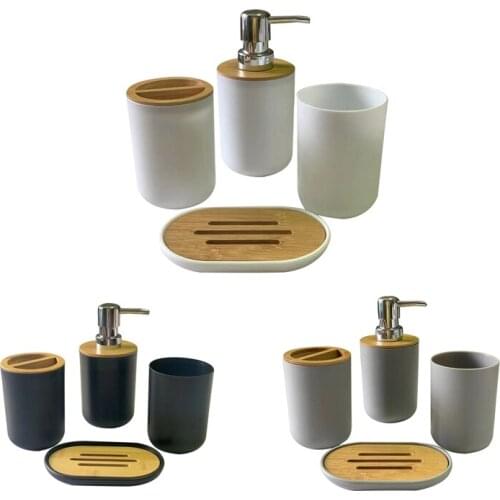 Bathroom Accessories Set Soap Dispenser Bottle Dish Washroom Toothbrush Holder Cup Suit