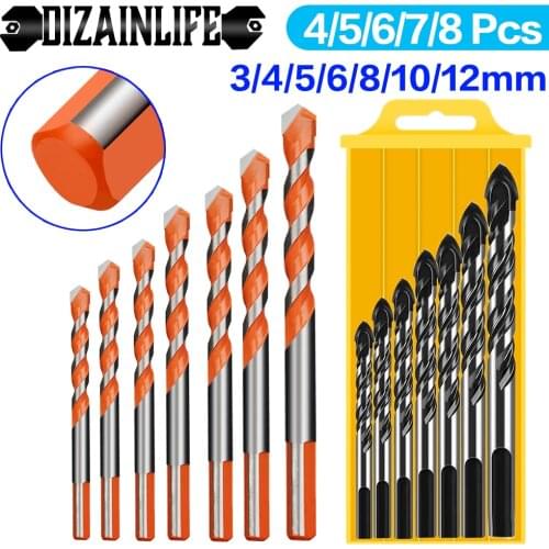 Triangle Twist Tile Glass Drill Bits Set for Masonry Wood Ceramic Concrete Marble Wall Brick Hole Opener 3 4 5 6 8 10 12mm
