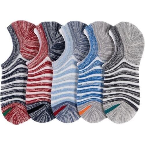 10Pairs High Quality Men Socks Cotton Large size Summer Fashion Striped Silicone Non-slip socks Soft Breathable Short Socks Male