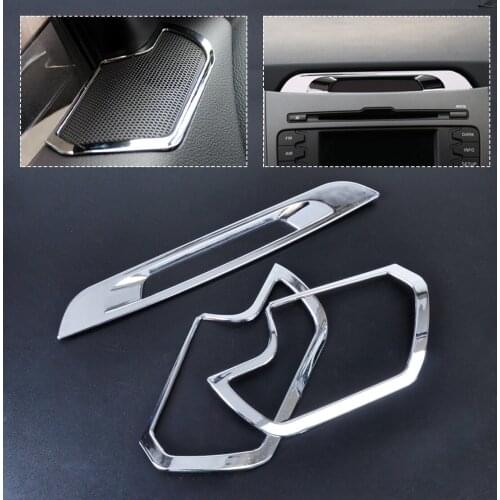 New Chrome Interior Speaker Cover + Console Display cover Molding Trim Fit for Kia Sportage 2011 2012 2013 2014 2015