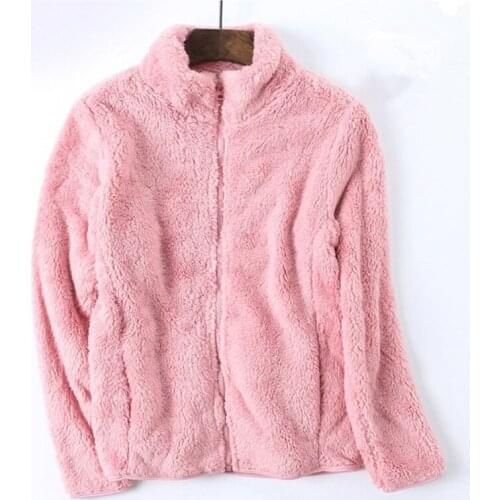 Autumn Winter Women Coral Velvet Warm Fleece Coat Femme Plus Size Thermal Windproof Outdoor Hiking Climbing Sport Jacket Tops