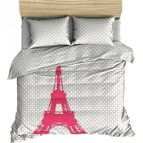 100% cotton printed Eiffel tower duvet cover set 140x200 (with 40 cm flap) 65x65 pillowcase